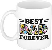 Bellatio Decorations Cadeau koffie/thee mok - de beste papa voor altijd - Engelse drop - multi - 300 ml