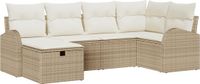 vidaXL Bankstel met kussen en opslag Beige en Crème polyrattan