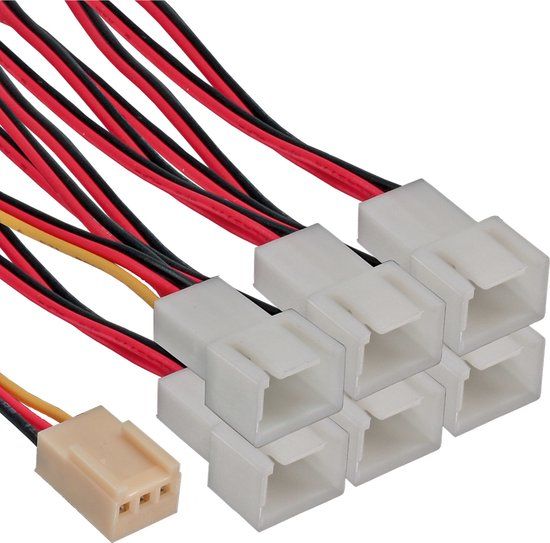 InLine Intos Electronic 3-pins Case Fan (v) - 6x 3-pins Case Fan (m) splitter - 0,15 meter