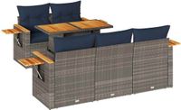vidaXL 6-delige Loungeset met Kussens Poly Rattan Grijs