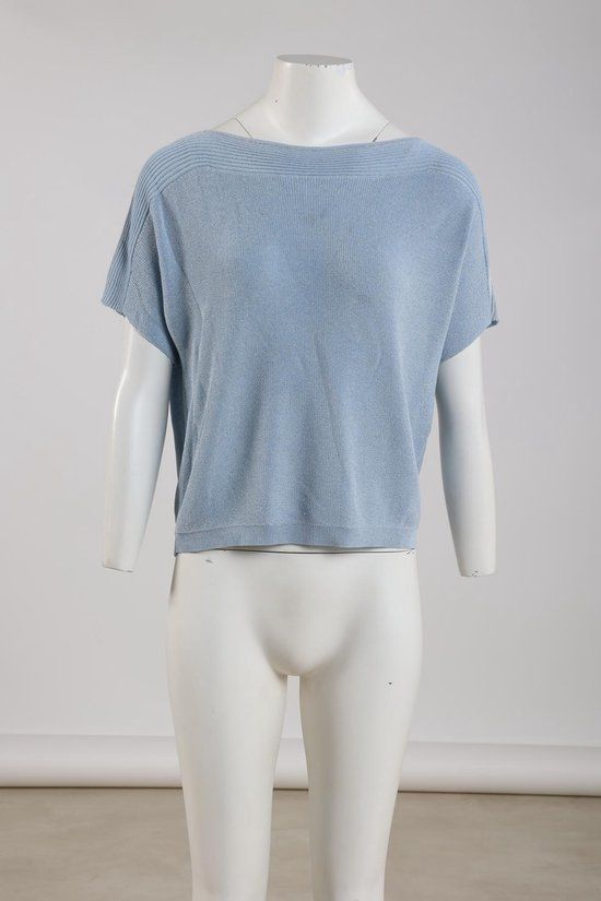 Nukus Merla Top Lurex Dames Korte Mouw Blauw (aqua) L (40)