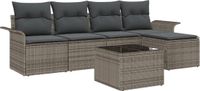 vidaXL Buitensofa - 6-delig - Grijs - Polyrattan