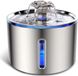 ALIROEN POWER GmbH Fontaine à Chat - Fontaine à Boire de Luxe en Inox pour Chats et Chiens - 2.5L - Silencieux - Avec Indicateur de Niveau d'Eau et LED - Acier Inoxydable 304