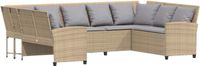 vidaXL Tuinbank met kussens, beige, van polyrotan