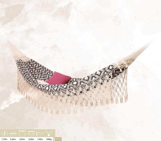 Hangmat XXL Jacquard Terra - Katoen - 435 x 170 cm - Ecru/Terra