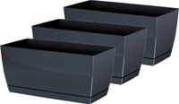 Prosperplast Set van 3 plantenpotten antraciet grijs 40x19x18cm kunststof binnen/buiten