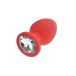 Anal Collection Gros Bouchon de cul en silicone avec bijou rond - Rouge/Transparent