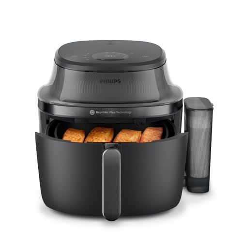 Philips Airfryer 5000 Series met stoom – Airfryen, Stomen & Steamfry, Auto SteamClean, 21 bereidingswijzen, 7,2 l capaciteit, kijkvenster, RapidAir Plus-technologie (NA540/00)