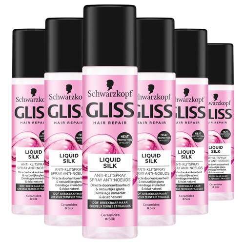 Gliss Kur Liquid Silk Gloss Anti-klit spray - 6 x 200 ml - voordeelverpakking