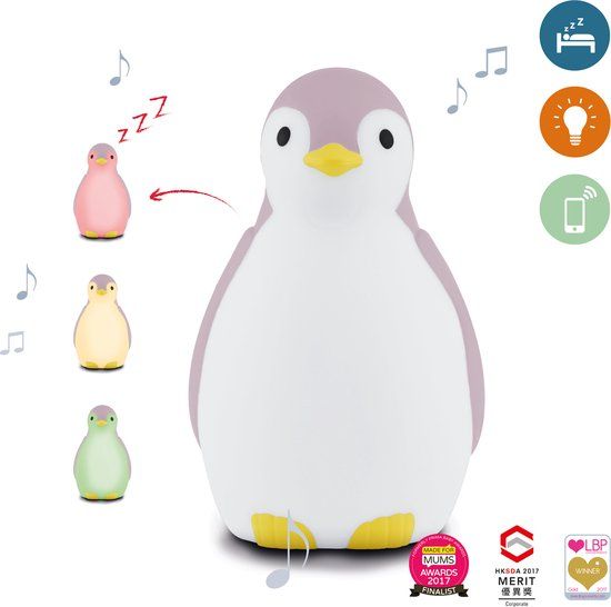 Zazu Pam Slaaptrainer Pinguin - Blauw - Met Bluetooth speaker en nachtlamp functie