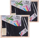 Merkloos 2x stuks schoolborden/schrijf krijtborden voor kantoor of thuis 23 x 30 cm met houten omlijsting - Schoolborden