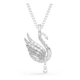 Swarovski Vienna Hanger En Broche, Gemengde Slijpsels, Zwaan, Wit, Rodium Verguld