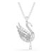 Swarovski Vienna Hanger En Broche, Gemengde Slijpsels, Zwaan, Wit, Rodium Verguld