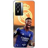 Real Madrid Hoesje voor Vivo Y76 5G Vini JR Wallpaper Blauw en Geel