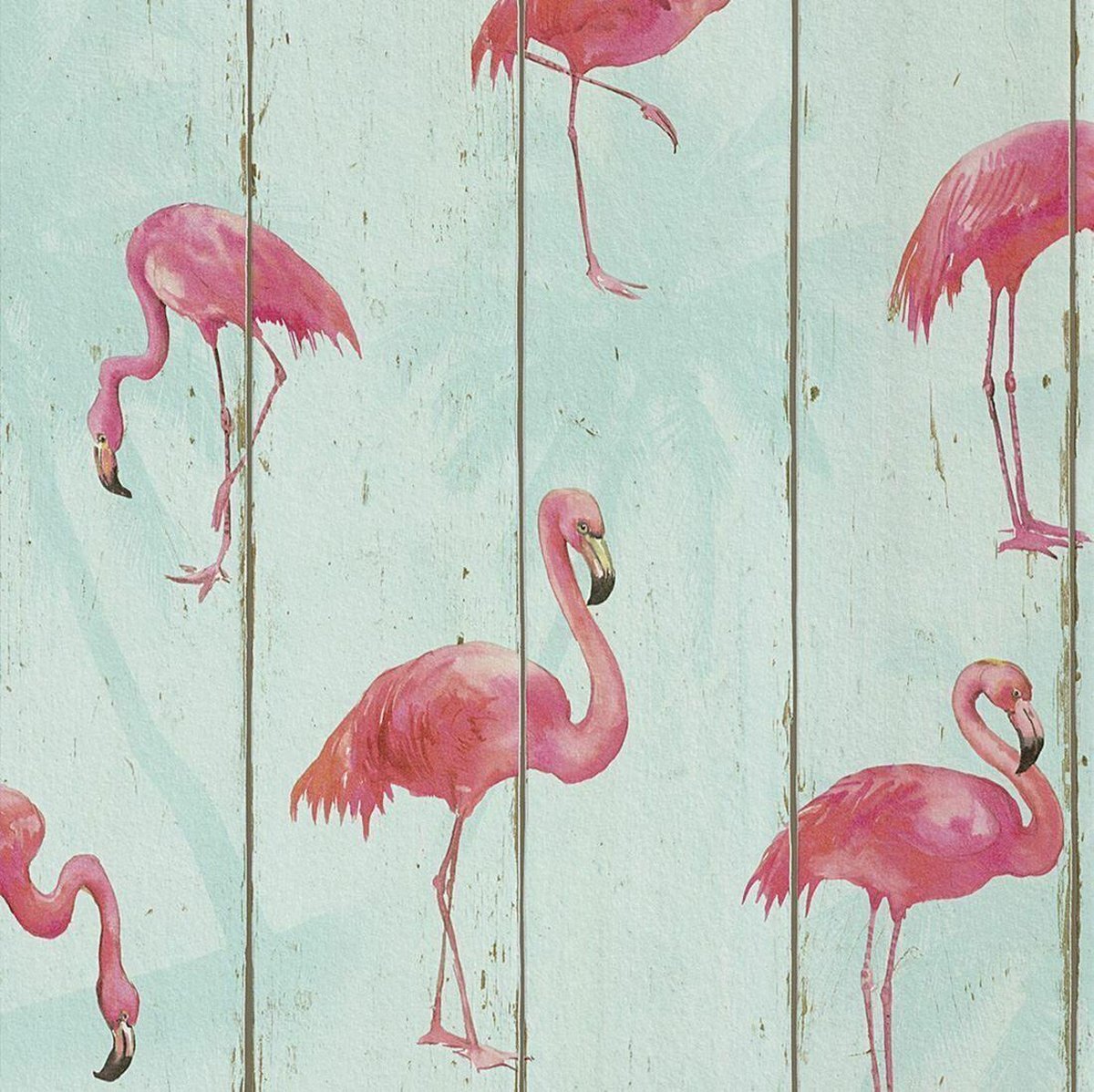 Rasch Flamingo Behang Groenblauw