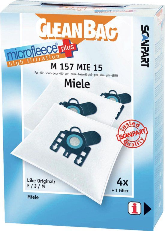 CleanBag stofzuigerzakken M 157 MIE 15 - 4 stuks - Geschikt voor Miele - Inclusief filter - Alternatief