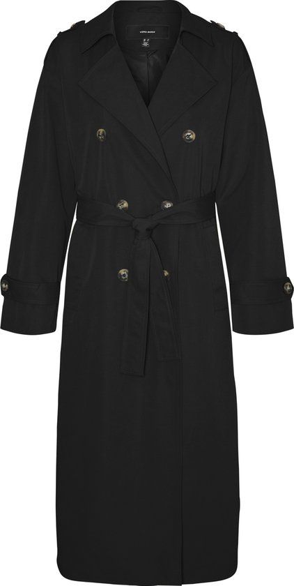 VERO MODA VMCHLOE LONG TRENCHCOAT GA NOOS - Zwart - Maat M - Dames