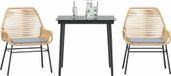 Maison Exclusive - Ensemble à manger jardin coussins 3pcs marron poly rotin verre