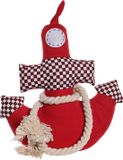 Item International Items Deurstopper Anker vorm - 1 kilo gewicht - met oppak koord - rood/wit - 26 x 28 cm