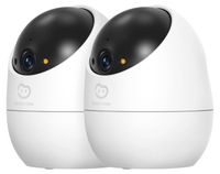 Beans View Binnen Beveiligingscamera, 360° Bewaking, 2.4GHz Wi-Fi Kleuren Nachtzicht, Automatische Mensherkenning en Volgen, Abonnement-Vrije SD Kaart Opslag, Babyfoon, Werk met Alexa, 2K (2 Stuks)