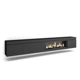 Skraut Home TV-Meubel, Lowboard, Woonkamer, Eetkamer, 288x45x35 cm, Groot formaat TV, Elektrische haard XXL, Hangend, Moderne stijl, Zwart