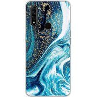 Oppo Bedrukt siliconen hoesje compatibel met Oppo A31 Marbre bleu paillete