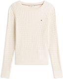 Tommy Hilfiger Dames Gebreide Trui Katoen Lange Mouw Korte Lengte Klassieke Kraag Beige L