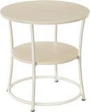 VASAGLE Bijzettafel, Ronde Salontafel, 2 Planken, Stalen Frame