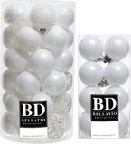 Bellatio Decorations Shoppartners Bv Kerstversiering kunststof kerstballen winter wit 4-6 cm pakket van 53x stuks