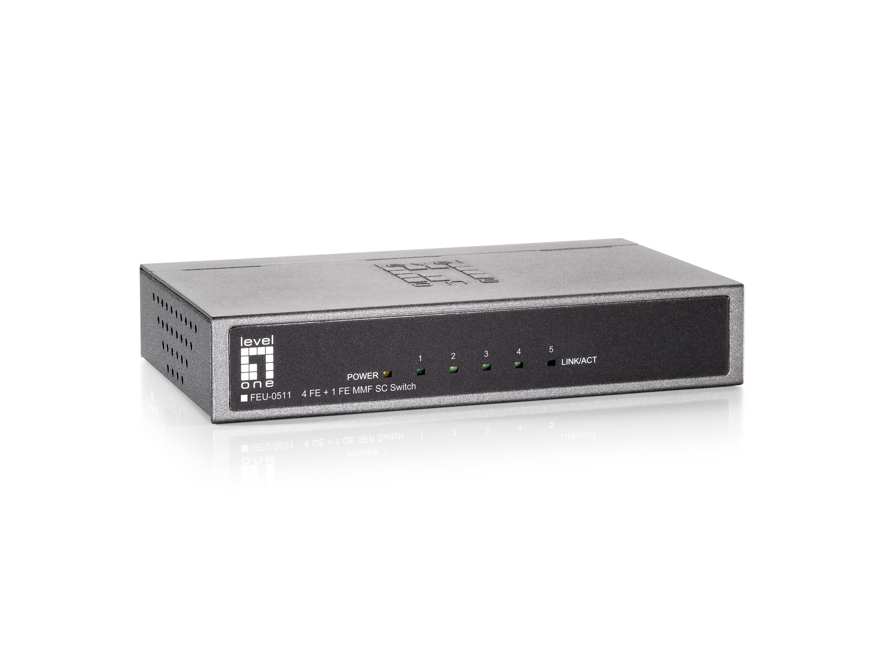 LevelOne FEU-0511 - 5-Port Fast Ethernet Switch - 1 x SC Multi-Mode Fiber