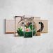 Homemania Feline-afbeelding, 5 dieren, voor woonkamer, meerkleurig, 100 x 3 x 60 cm, HM205PKNV-234, polyester, hout