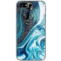 Apple iPhone 7 Marbre bleu paillete Bedrukt siliconen hoesje