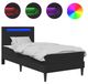 Cadre de lit en similicuir noir avec matelas 90 x 200 cm