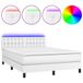 vidaXL Boxspringbed met matras en LED-verlichting, wit, 140x190 cm, kunstleer