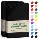 NatureMark Jersey hoeslaken, 100% katoen, 70x140cm, zwart