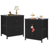 Sweetcrispy Nachtkastje, set van 2, nachtkastje, bijzettafel, stoffen ladekast, smalle kast, commode slaapkamer, industriële stijl voor woonkamer, kinderkamer, hal opbergkast