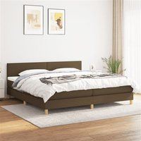 vidaXL Sommier à Lattes de Lit avec Matelas, Lit Rembourré avec Tête de Lit, Lit Double, Lit Adulte de Chambre, Moderne, Marron Foncé 200x200 cm
