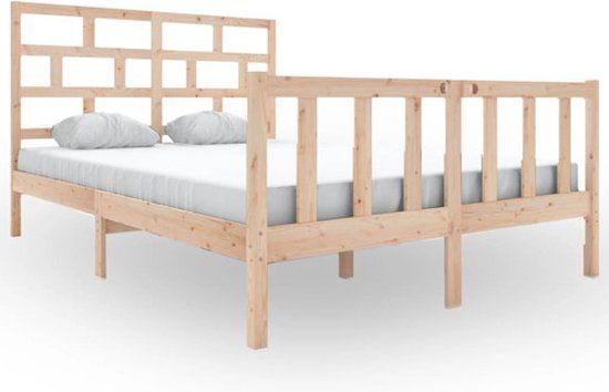 vidaXL Bedframe massief grenenhout 160x200 cm naturel
