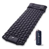 EVOCAMP zelfopblazende slaapmat ultralicht, campingmatras 195 x 60 cm, met geïntegreerde voetpomp en kussen, luchtmatras voor camping, klein pakformaat, outdoor slaapmat, tot 150 kg, donkerblauw