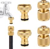 BeiJingLiangPinJiaZuoKeJiWenHuaFaZhanYouXianGongSi Set de raccords de tuyau en laiton - Raccord et réparation de jardin - 4 pièces