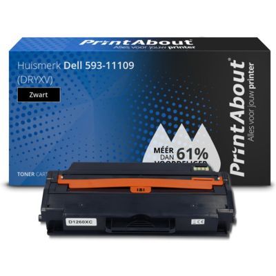 PrintAbout Huismerk Dell 593-11109 (DRYXV) Toner Zwart - Zwart - 2750 pagina's - Compatibel