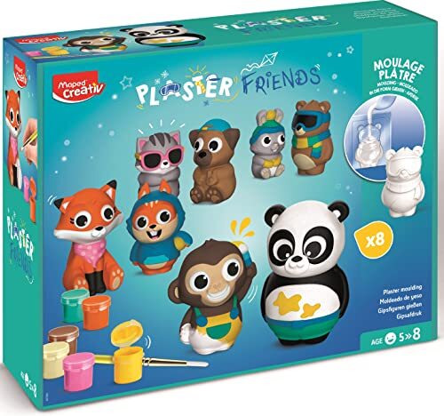 Maped Creatief, Plaster Friends Maxi Set, complete set voor het maken van 8 figuren van gips dieren, eenvoudig te maken, voor handmatige en artistieke activiteiten vanaf 5 jaar