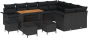 vidaXL - Dining loungeset - 11 zitplekken - Zwart - Polyrattan