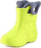 Ladeheid LA-CA-FrogButton Bottes de pluie enfant - Caoutchouc - avec chausson intérieur – EVA - Chausson intérieur lavable – Limone-1 -30/31