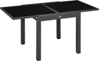 Table de jardin - Table d'extérieur extensible - Cadre en aluminium - Plateau en verre trempé - 160 x 80 x 75 cm - Noir