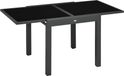 Table de jardin - Table d'extérieur extensible - Cadre en aluminium - Plateau en verre trempé - 160 x 80 x 75 cm - Noir