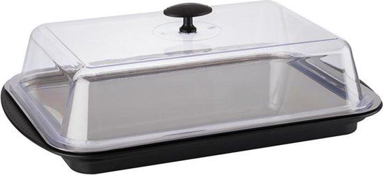 APS-Germany® Serveerschaal - Incl. 2 Koelelementen - Serveerset - Met Deksel - Gekoeld - Zwart - Rechthoek - 43cm