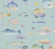 A.S. Création VISSEN BEHANG | Dierenprint - blauw violet geel groen