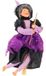Creation decoratie heksen pop - vliegend op bezem - 40 cm - zwart/paars - Halloween versiering