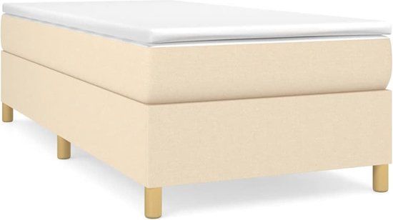 vidaXL Boxspring met Matras - Crèmekleurig - 100x200 cm - Stof